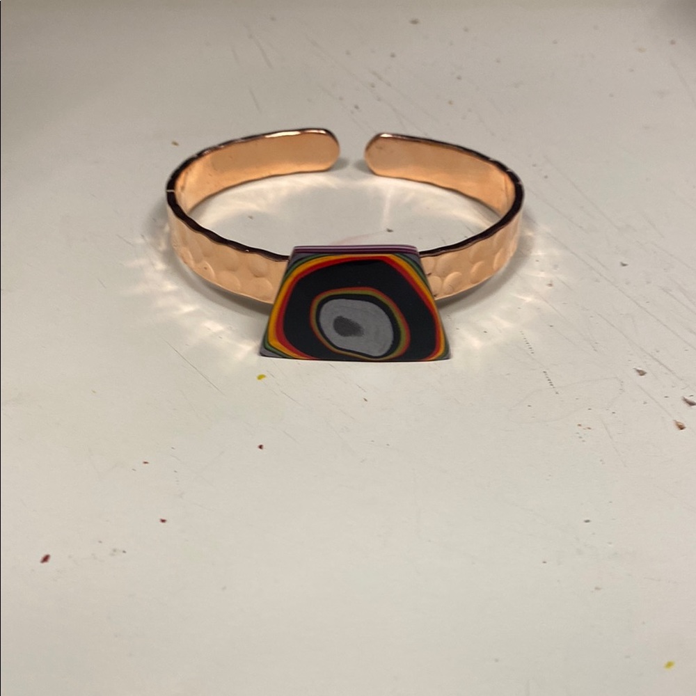 Fordite solid copper cuff bracelet